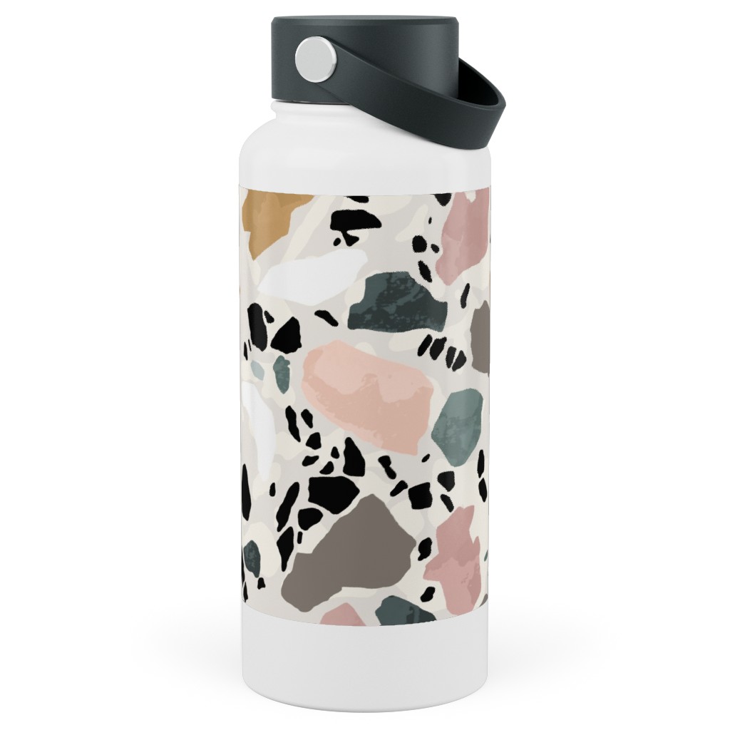 Terazzo Inspired - Multi Stainless Steel Wide Mouth Water Bottle, 30oz, Wide Mouth, Multicolor