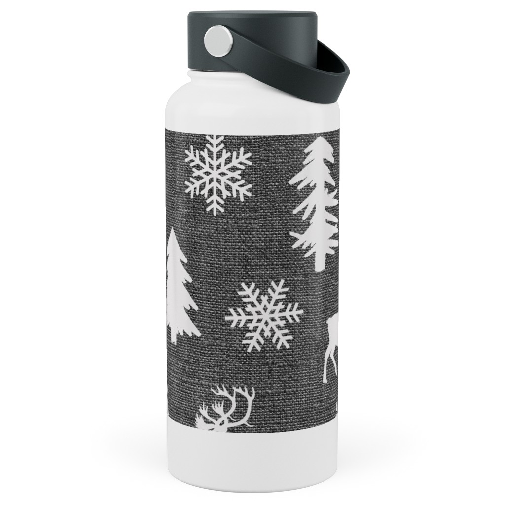 Winter Forest on Canvas Stainless Steel Wide Mouth Water Bottle, 30oz, Wide Mouth, Gray, Gray