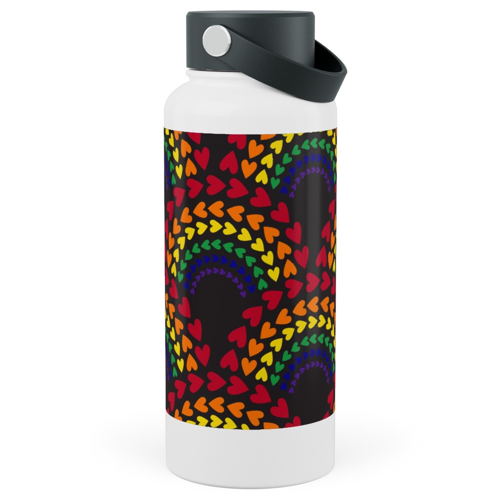 Rainbow Love Stainless Steel Wide Mouth Water Bottle, 30oz, Wide Mouth, Multicolor, Red