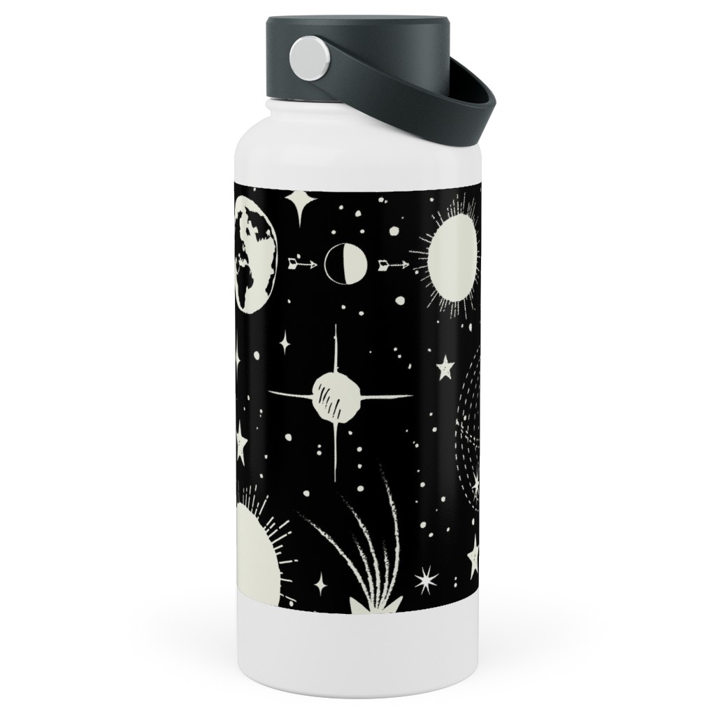 Solar System Stainless Steel Wide Mouth Water Bottle, 30oz, Wide Mouth, Black