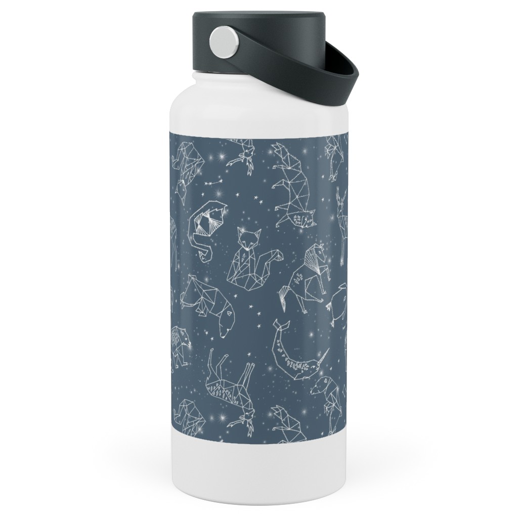 Animal Constellations - Blue Stainless Steel Wide Mouth Water Bottle, 30oz, Wide Mouth, Blue, True Blue