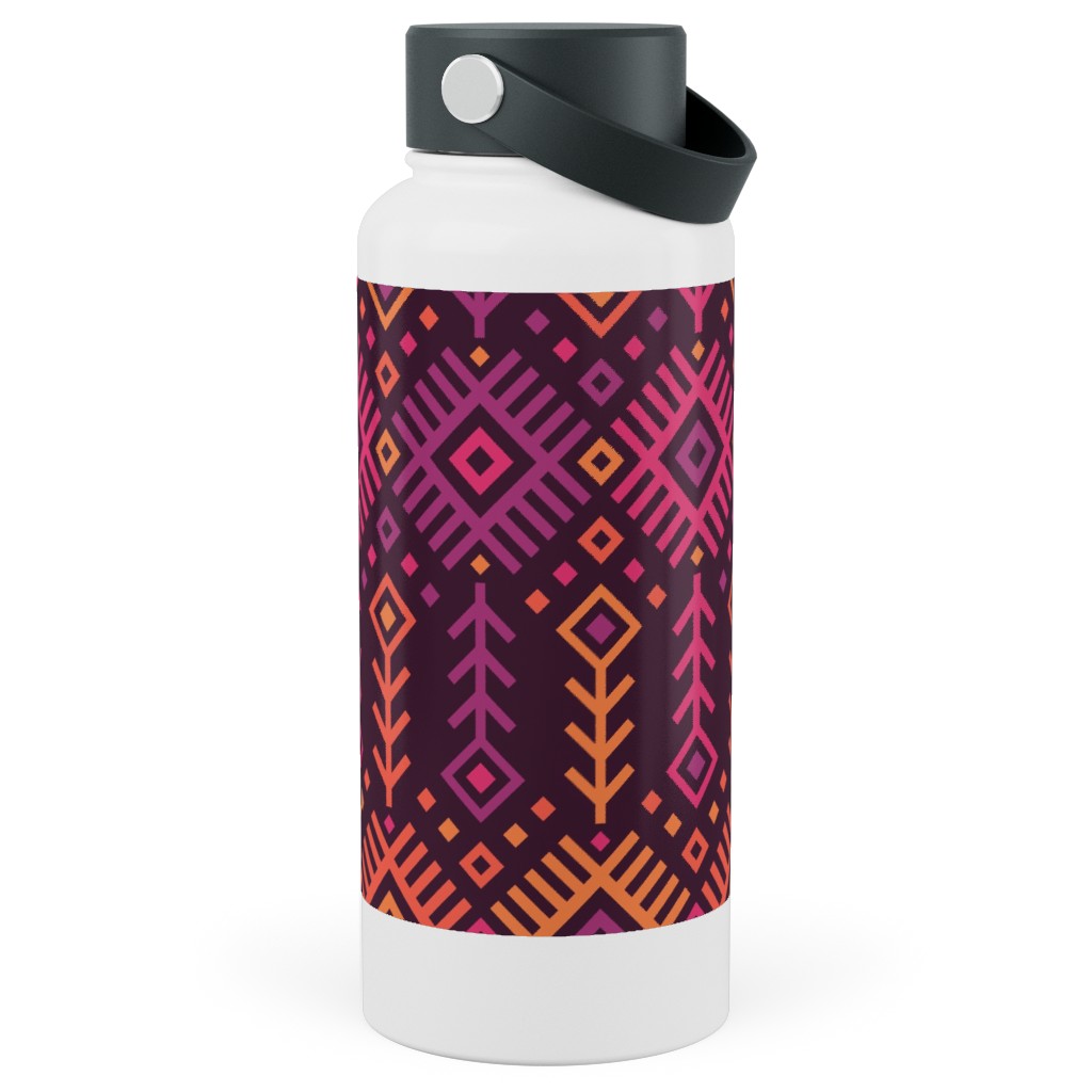 Kilim Sunset - Warm Stainless Steel Wide Mouth Water Bottle, 30oz, Wide Mouth, Multicolor