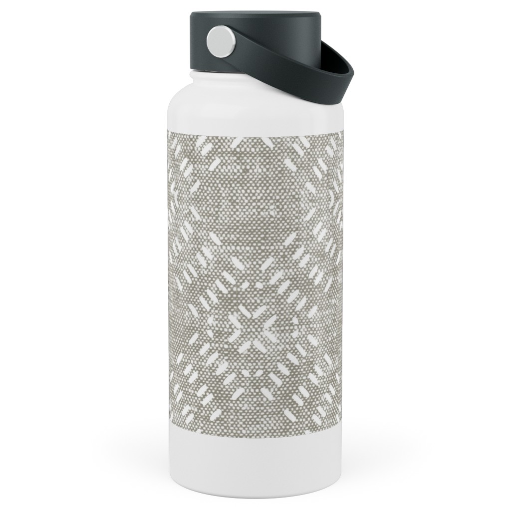 Modern Farmhouse Tile - Neutral Stainless Steel Wide Mouth Water Bottle, 30oz, Wide Mouth, Gray