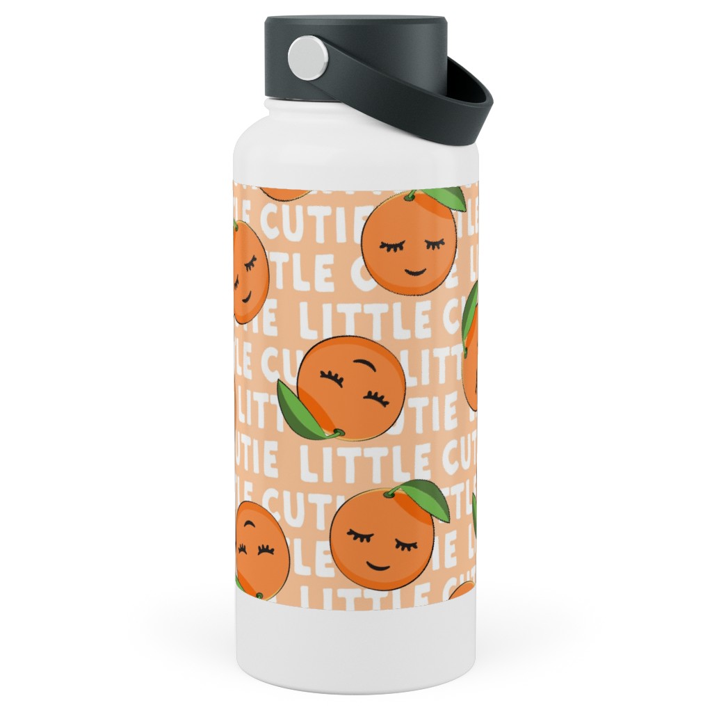 Little Cutie - Happy Oranges - Orange Stainless Steel Wide Mouth Water Bottle, 30oz, Wide Mouth, Orange, Orange