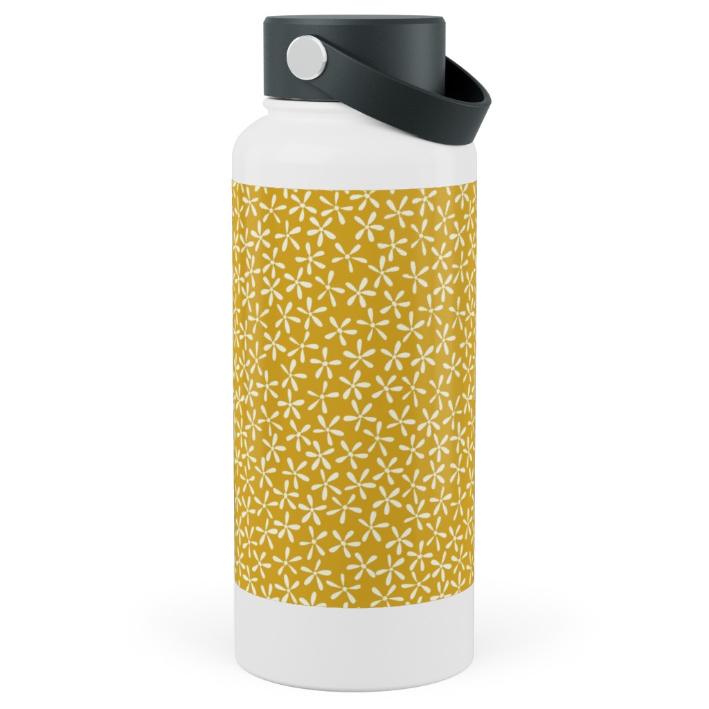 Hellow Spring - Mustard Yellow Stainless Steel Wide Mouth Water Bottle, 30oz, Wide Mouth, Yellow