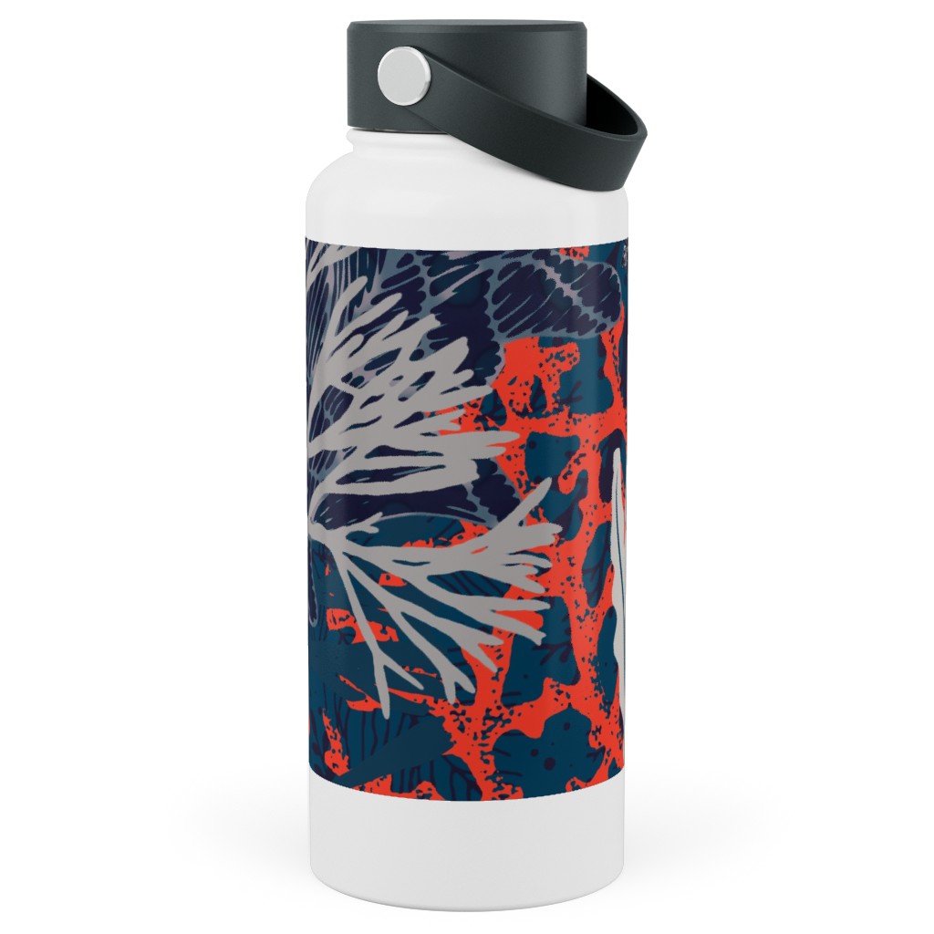 Corals and Starfish Stainless Steel Wide Mouth Water Bottle, 30oz, Wide Mouth, Blue, True Blue