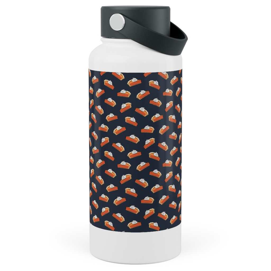Just One Slice - Pumpkin Pie on Blue Stainless Steel Wide Mouth Water Bottle, 30oz, Wide Mouth, Blue, True Blue
