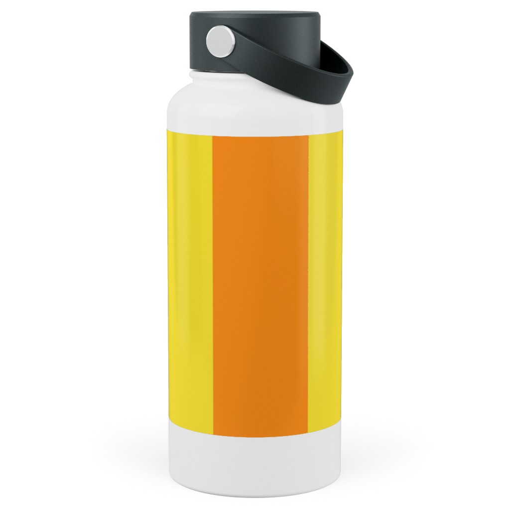 Vertical Stripes Stainless Steel Wide Mouth Water Bottle, 30oz, Wide Mouth, Orange, Orange