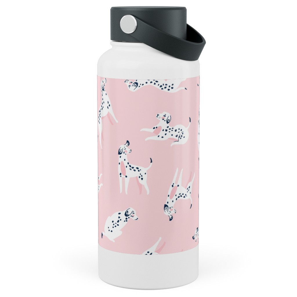 Funny Dalmatian - Pink Stainless Steel Wide Mouth Water Bottle, 30oz, Wide Mouth, Pink, Bright Pink