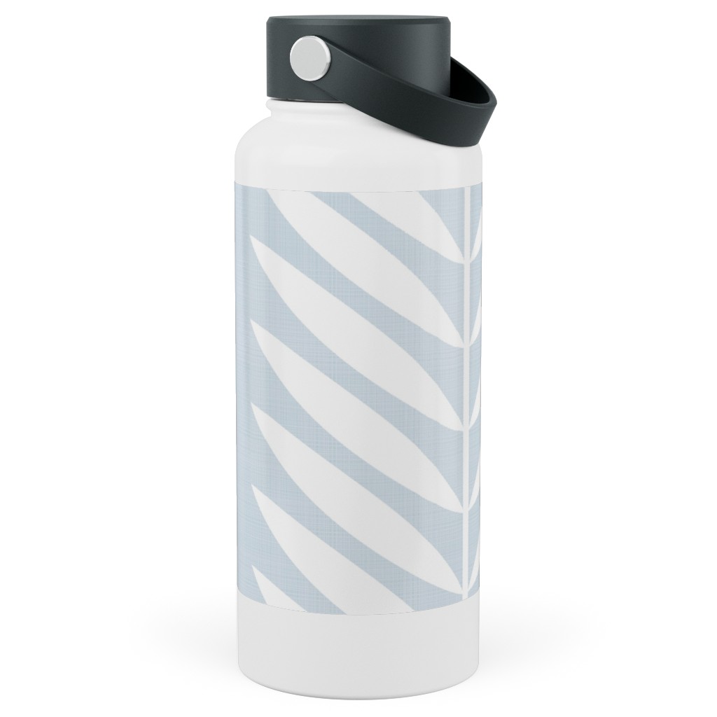 Laurel Leaf Stripe - Light Blue Stainless Steel Wide Mouth Water Bottle, 30oz, Wide Mouth, Blue