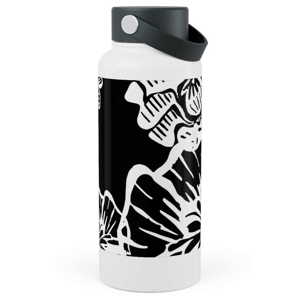 Poppy Arty Stainless Steel Wide Mouth Water Bottle, 30oz, Wide Mouth, Black