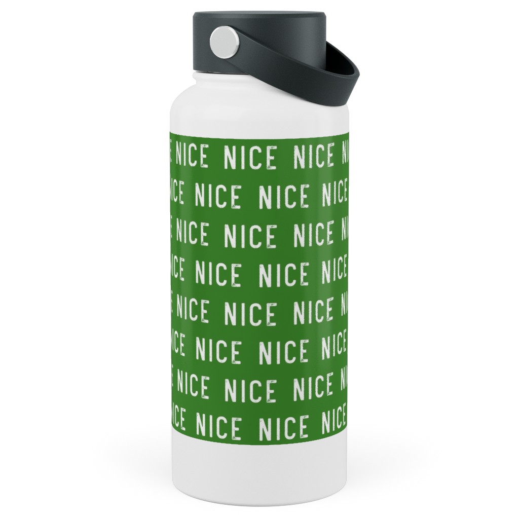 Nice - Green Stainless Steel Wide Mouth Water Bottle, 30oz, Wide Mouth, Green