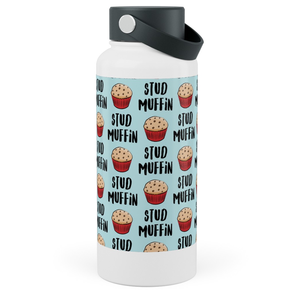 Stud Muffin - Muffins - Blue Stainless Steel Wide Mouth Water Bottle, 30oz, Wide Mouth, Blue, True Blue