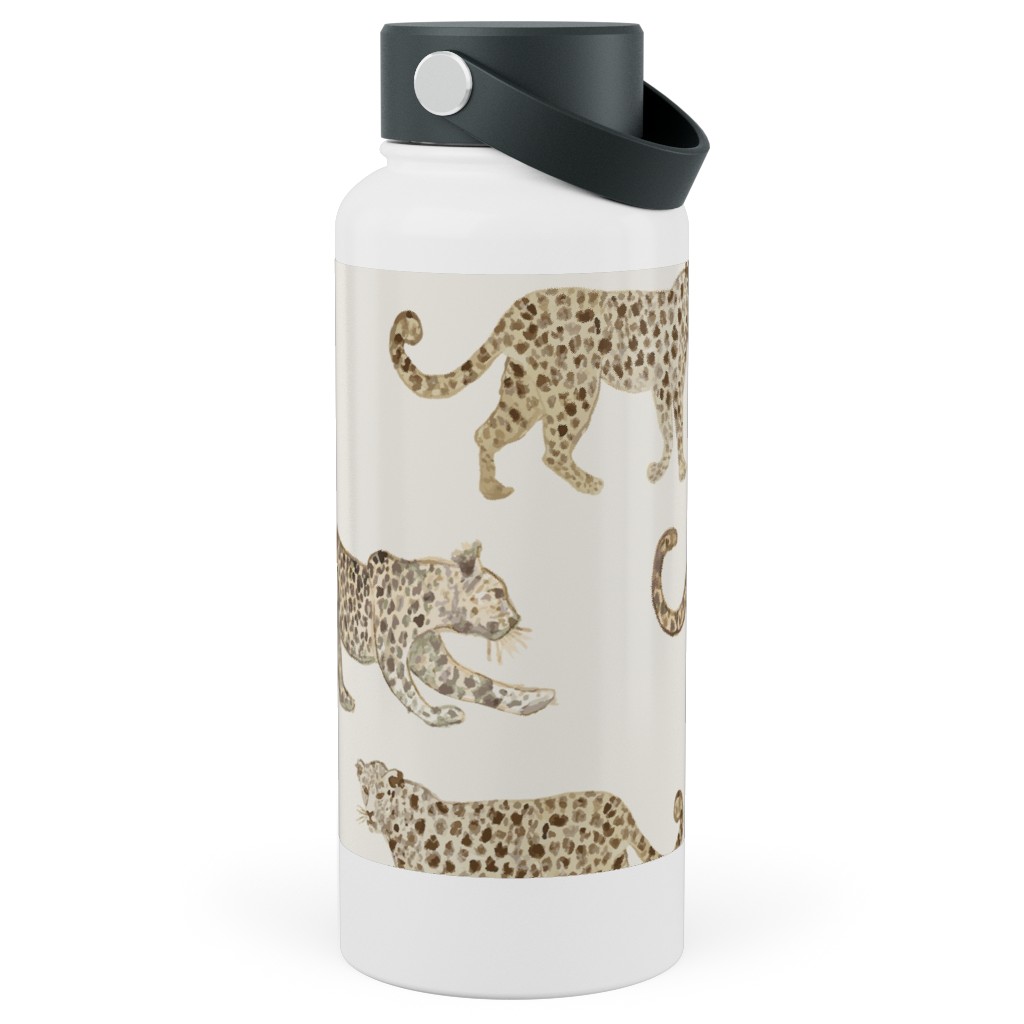Leopard Parade Stainless Steel Wide Mouth Water Bottle, 30oz, Wide Mouth, Beige, Antique White