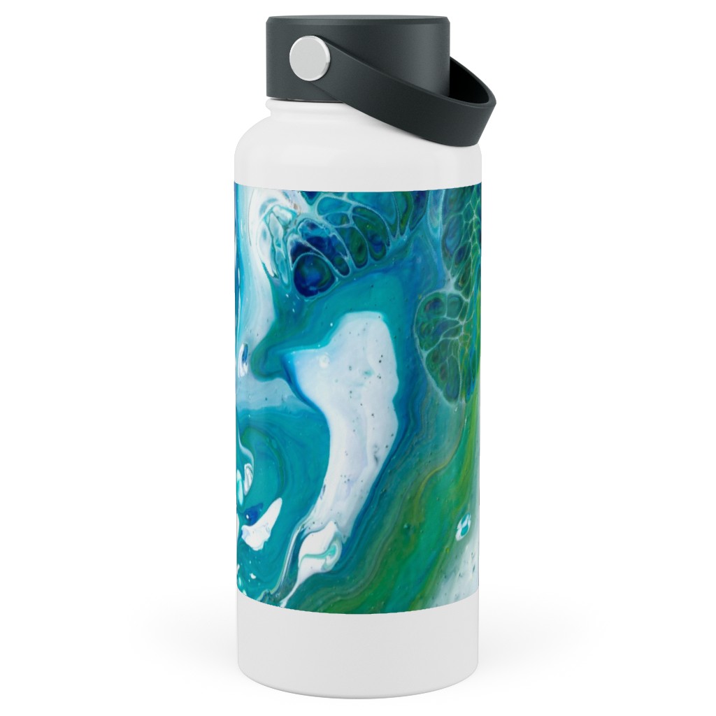 Acrylic Flow Stainless Steel Wide Mouth Water Bottle, 30oz, Wide Mouth, Green, Hurricane