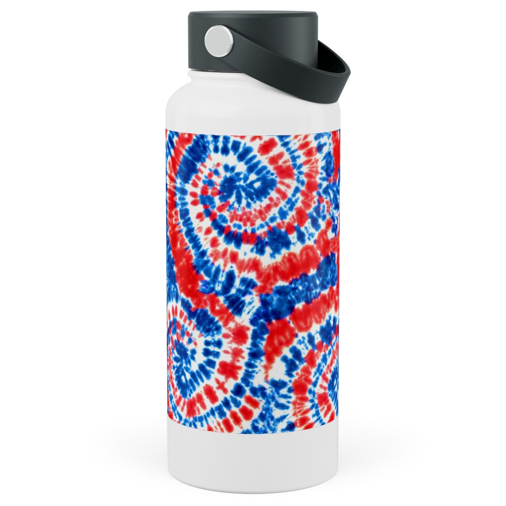 Tie Dye - Red White and Blue Stainless Steel Wide Mouth Water Bottle, 30oz, Wide Mouth, Multicolor