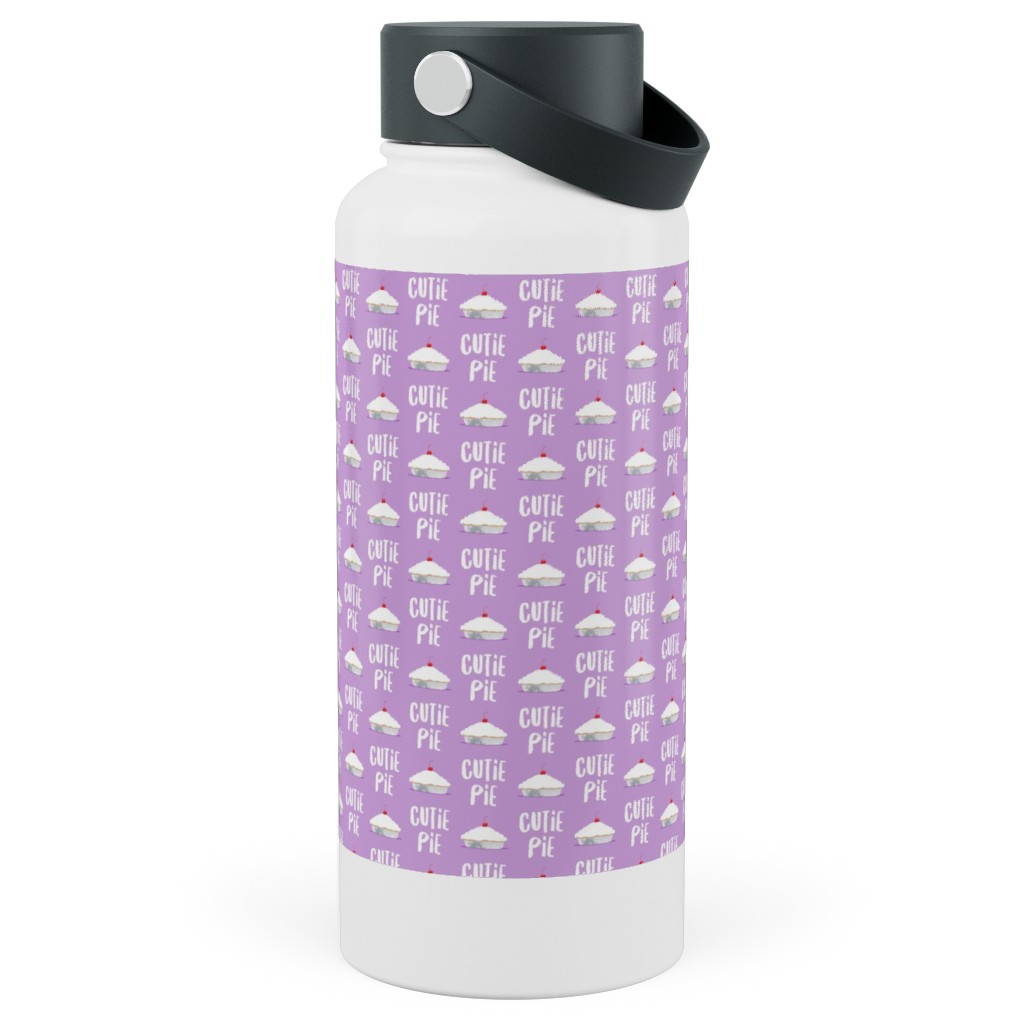Cutie Pie - Purple Stainless Steel Wide Mouth Water Bottle, 30oz, Wide Mouth, Purple