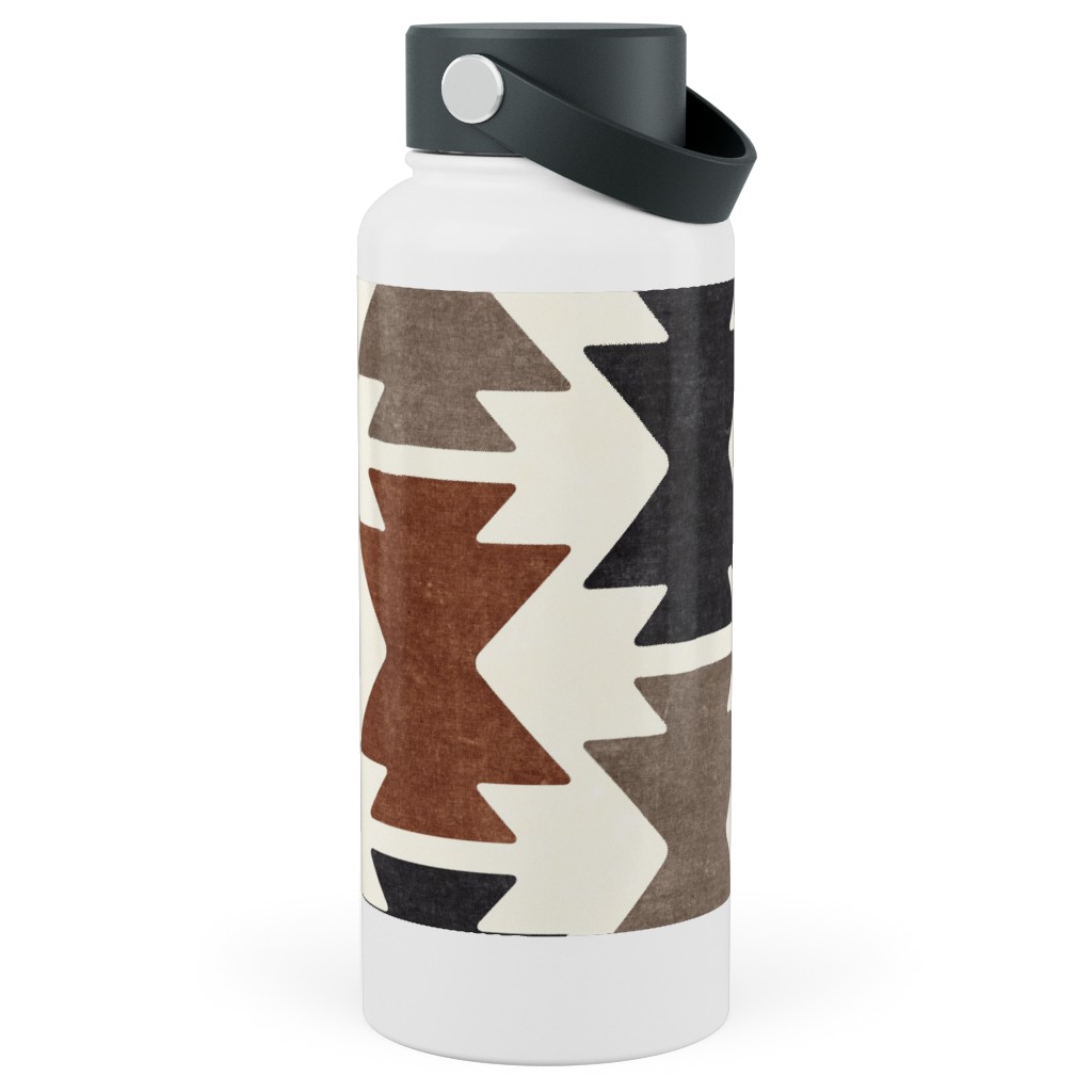 Bohemian Aztec Stainless Steel Wide Mouth Water Bottle, 30oz, Wide Mouth, Brown, Chestnut