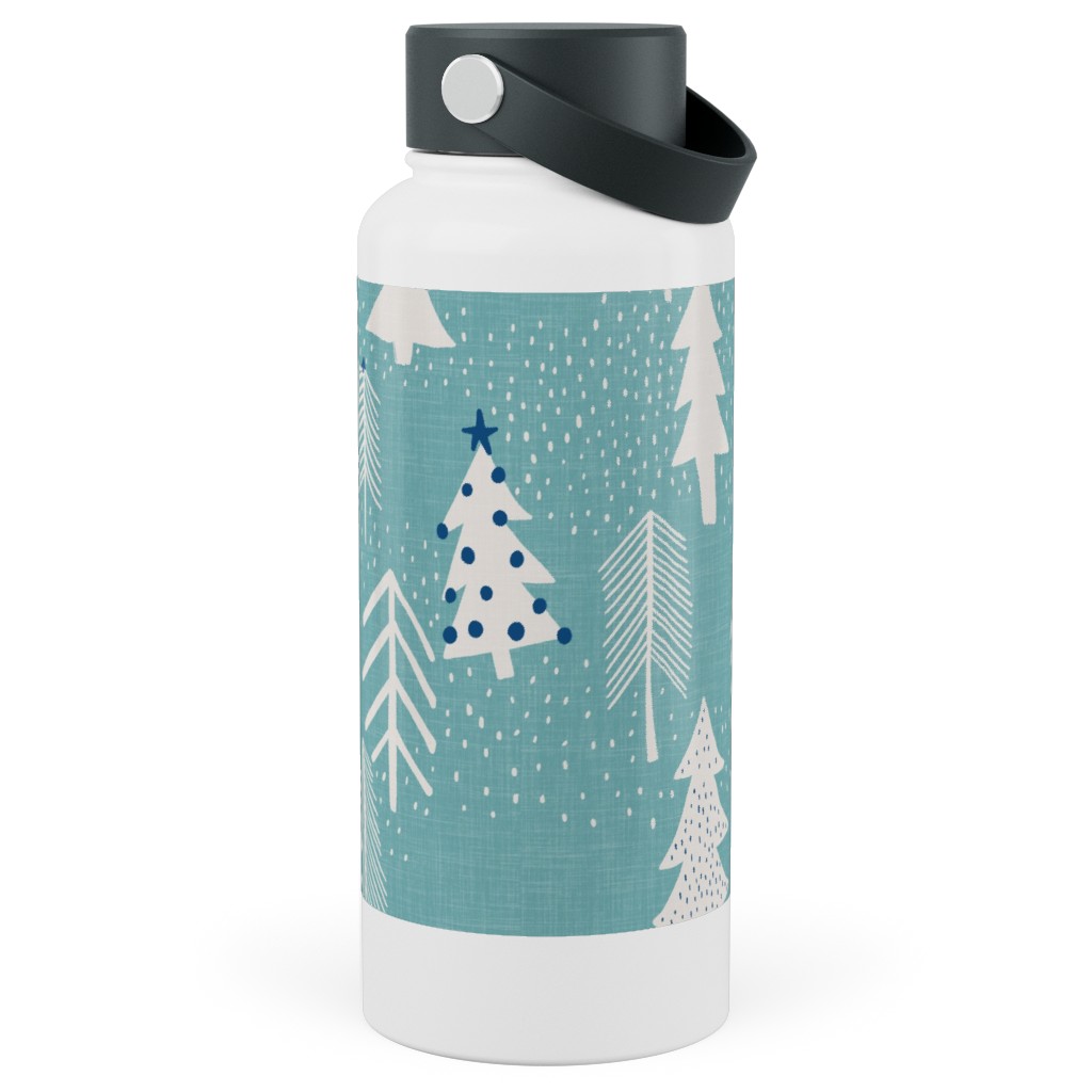 Evergreen Forest Stainless Steel Wide Mouth Water Bottle, 30oz, Wide Mouth, Blue, Sea