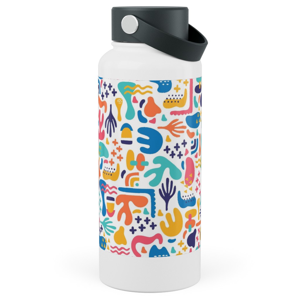 Organic Abstract Design - Multi Stainless Steel Wide Mouth Water Bottle, 30oz, Wide Mouth, Multicolor