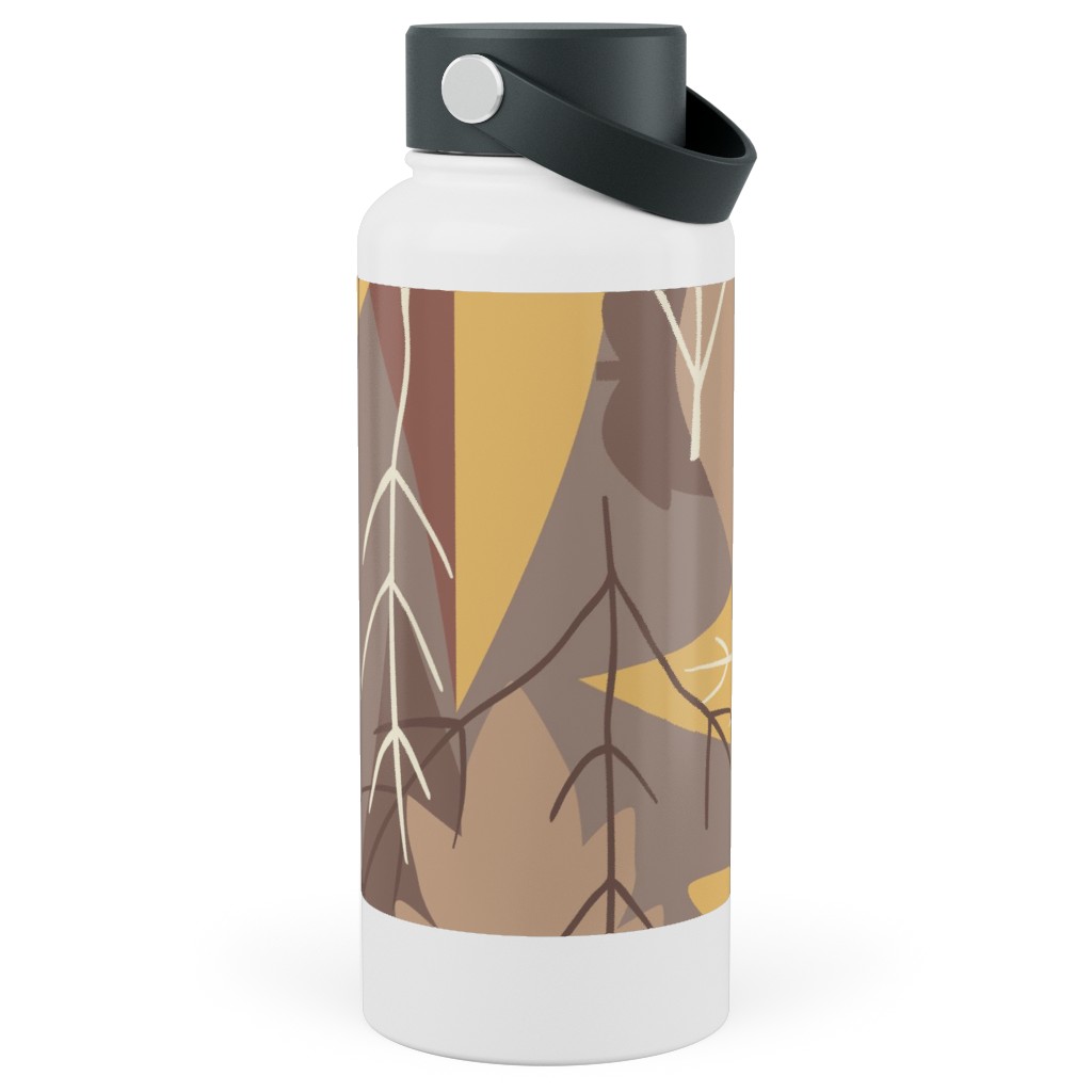 Leaf Pile Stainless Steel Wide Mouth Water Bottle, 30oz, Wide Mouth, Brown