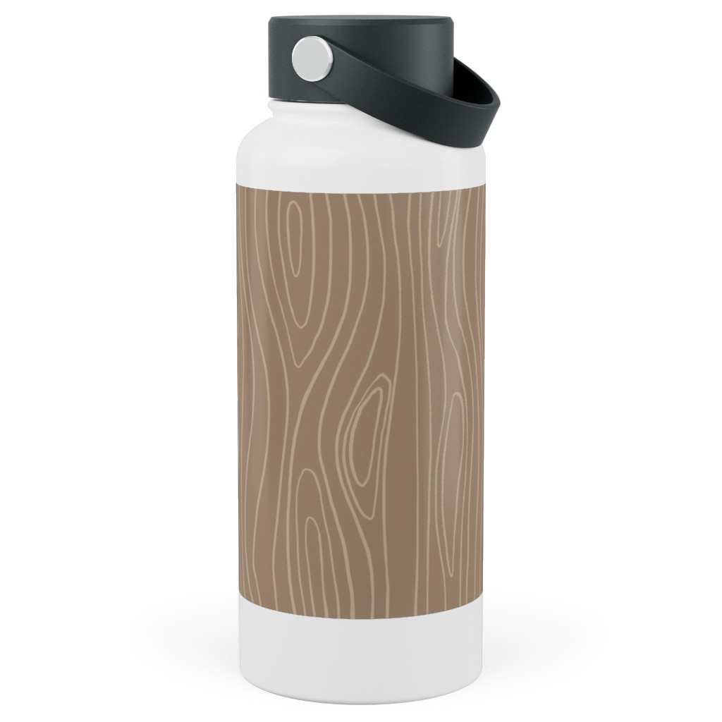 Wood Grain Stainless Steel Wide Mouth Water Bottle, 30oz, Wide Mouth, Brown