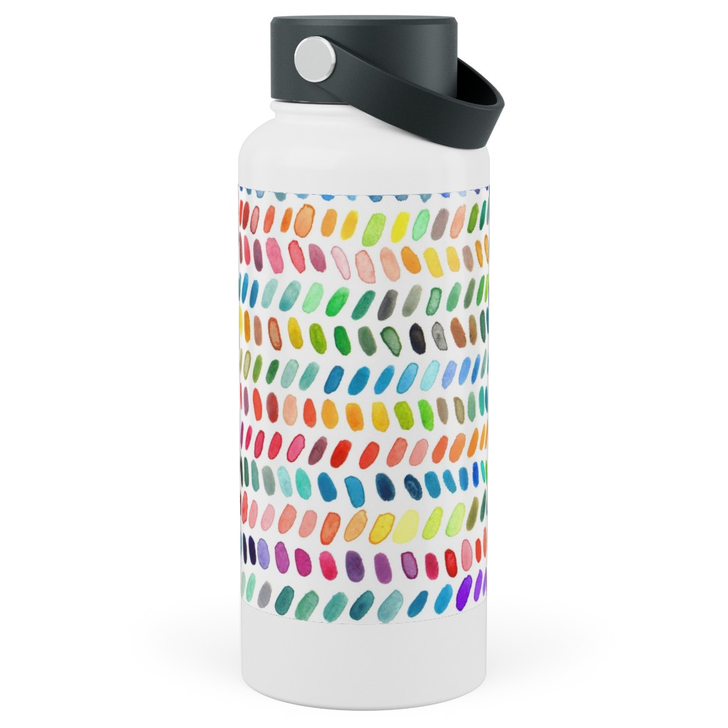 Rainbow Dash Rows - Multi Stainless Steel Wide Mouth Water Bottle, 30oz, Wide Mouth, Multicolor