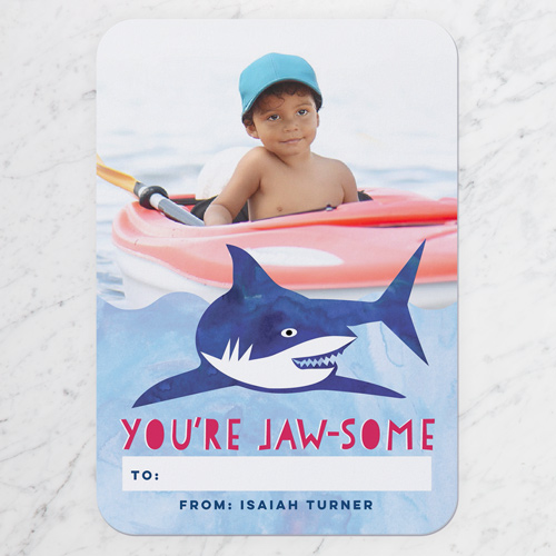 Jawsome Valentine's Card, Blue, 100% Recycled Cardstock , Rounded