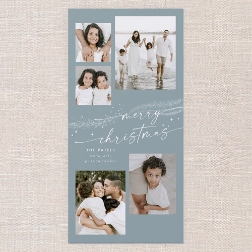 Winter Flurry Holiday Card, Blue, 4x8 Flat, Christmas, Matte, Signature Smooth Cardstock, Square