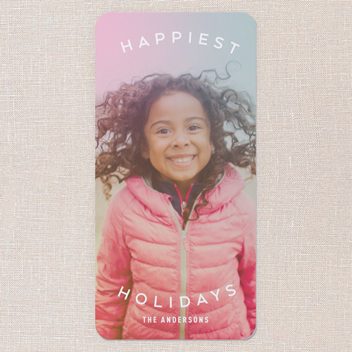 Happiest Aura Holiday Card, White, 4x8 Flat, Holiday, 100% Recycled Cardstock ?, Rounded