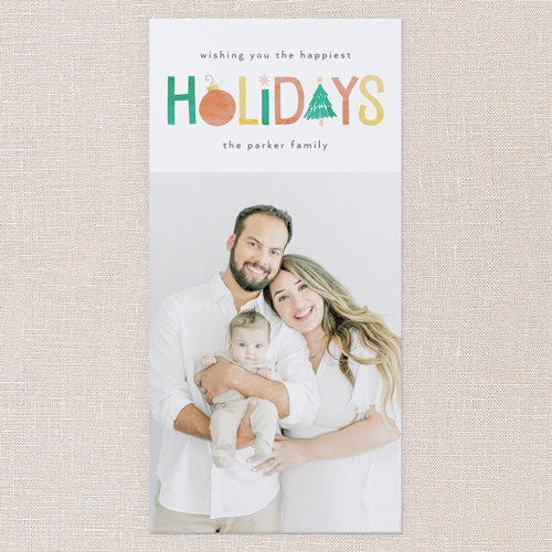 Whimsical Icons Holiday Card, White, 4x8 Flat, Holiday, Matte, Signature Smooth Cardstock, Square