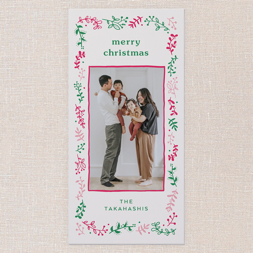 Vibrant Holly Holiday Card, Beige, 4x8 Flat, Christmas, Standard Smooth Cardstock, Square