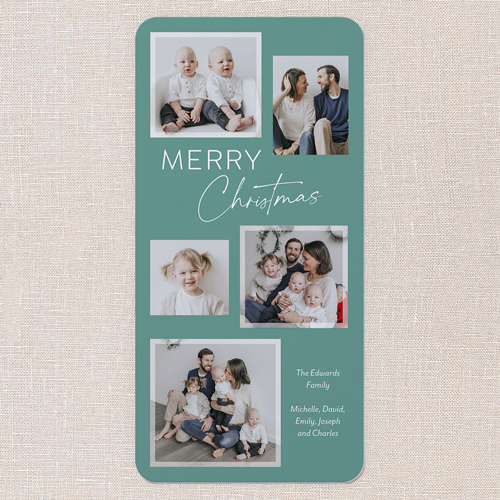Modern Framing Holiday Card, Green, 4x8 Flat, Christmas, 100% Recycled Cardstock , Rounded, Verdant