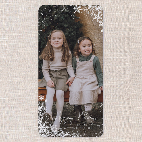 Snowflake Symphony Holiday Card, White, 4x8 Flat, Holiday, Standard Smooth Cardstock, Rounded, White