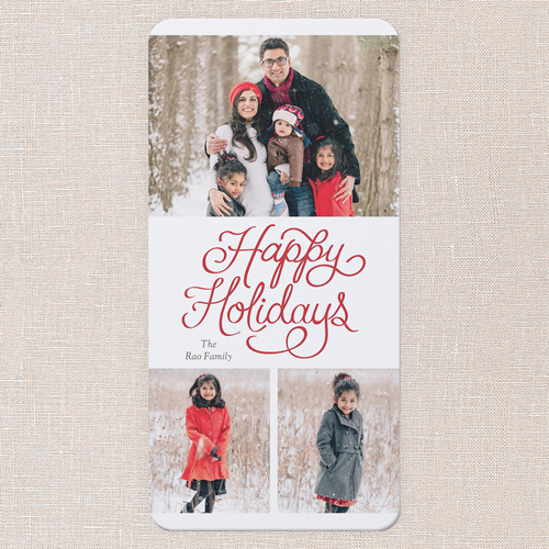 Flourish Greetings Holiday Card, White, 4x8 Flat, Holiday, 100% Recycled Cardstock , Rounded, White