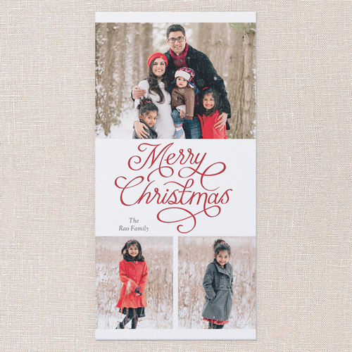 Flourish Greetings Holiday Card, White, 4x8 Flat, Christmas, 100% Recycled Cardstock , Square, White