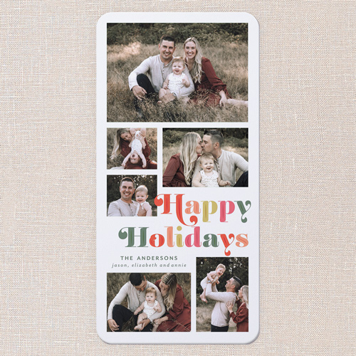 Modern Mosaic Holiday Card, White, 4x8 Flat, Holiday, Matte, Signature Smooth Cardstock, Rounded, White
