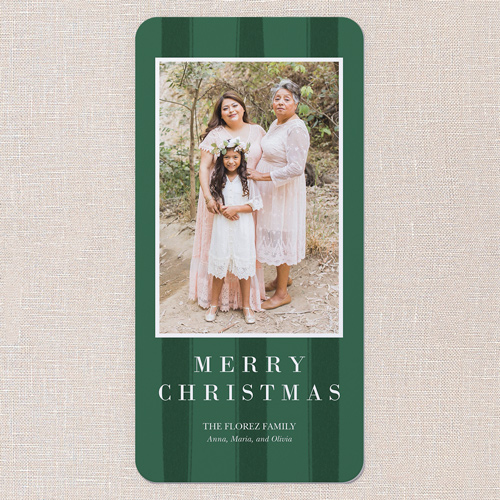 Refined Greetings Holiday Card, Green, 4x8 Flat, Christmas, Matte, Signature Smooth Cardstock, Rounded, Forest