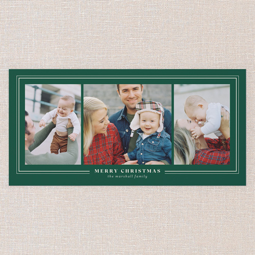 Heritage Lines Holiday Card, Green, 4x8 Flat, Christmas, 100% Recycled Cardstock , Square, Green