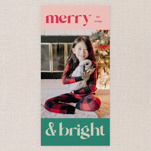 Very Merry Vibes Christmas Card, Red, 4x8 Flat, Christmas, Matte, Signature Smooth Cardstock, Square