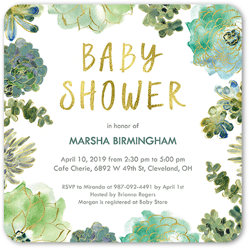 Splendid Succulents Baby Shower Invitation