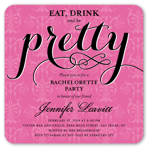 Pretty Party 5x5 Flat Card  Bachelorette Party 