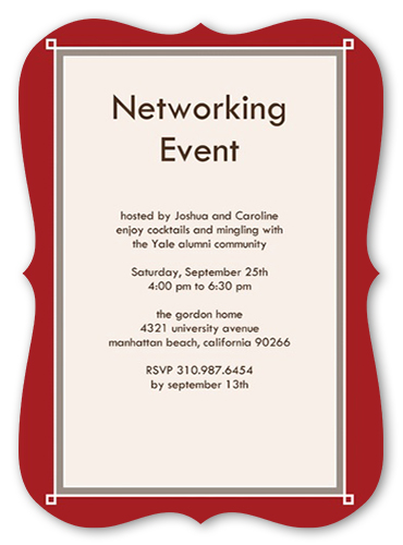 Deco Red Party Invitation, Red, Pearl Shimmer Cardstock, Bracket
