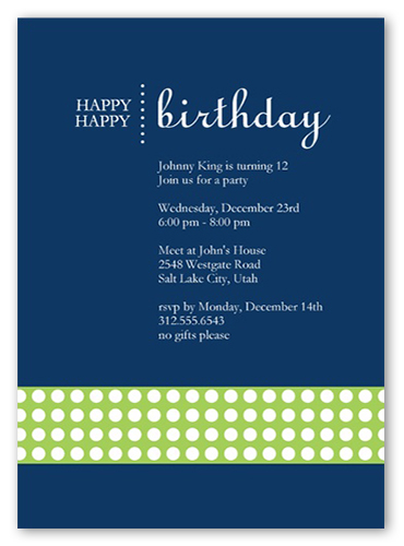 Happy Blue Party Invitation, Blue, 100% Recycled Cardstock , Square