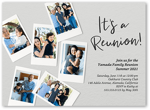 Snapshot Reunion Party Invitation, Grey, 5x7 Flat, Matte, Signature Smooth Cardstock, Square, Silver Lining