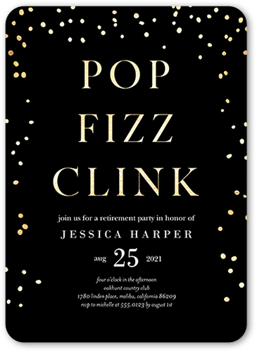 Fizz Clink Party Invitation, Black, 5x7 Flat, Matte, Signature Smooth Cardstock, Rounded, Black