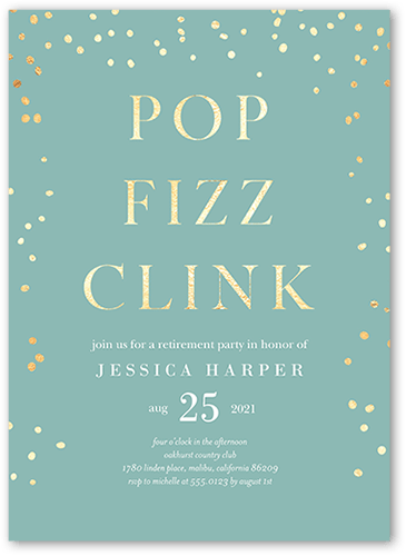 Fizz Clink Party Invitation, Blue, 5x7, Standard Smooth Cardstock, Square