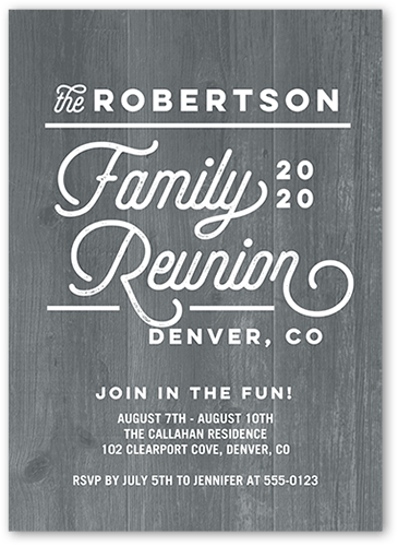 Modern Reunion Party Invitation, Grey, 5x7 Flat, Standard Smooth Cardstock, Square