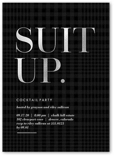 Fancy Up Party Invitation, Grey, 5x7 Flat, Luxe Double-Thick Cardstock, Square, Silver Lining