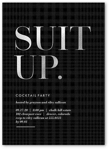 Fancy Up Party Invitation, Grey, 5x7 Flat, Pearl Shimmer Cardstock, Square